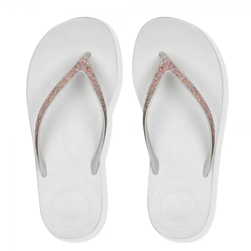 FitFlop R08-194 IQUSHION SPARKLE Womens Flip Flops Urban White sold by Shuperb