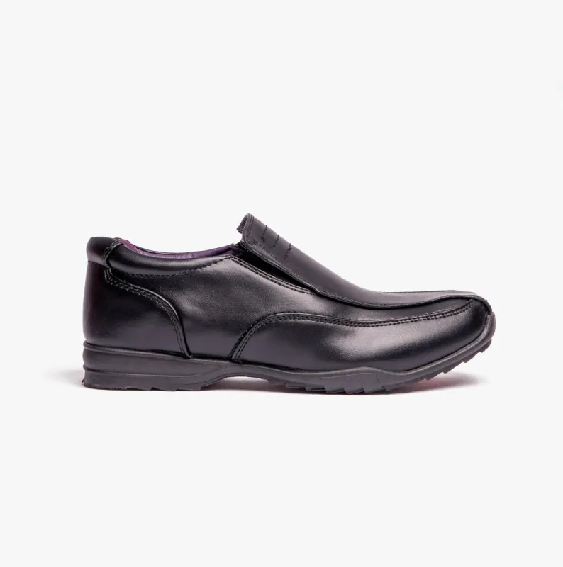 US Brass B612A Boys Slip On School Shoes Black made by Shuperb