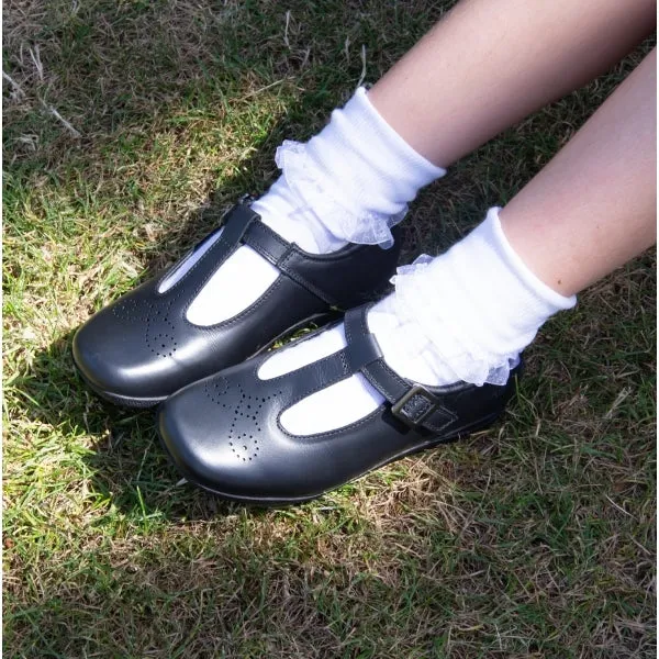 Hush Puppies ELIZA Girls Leather School Shoes Black sold by Shuperb