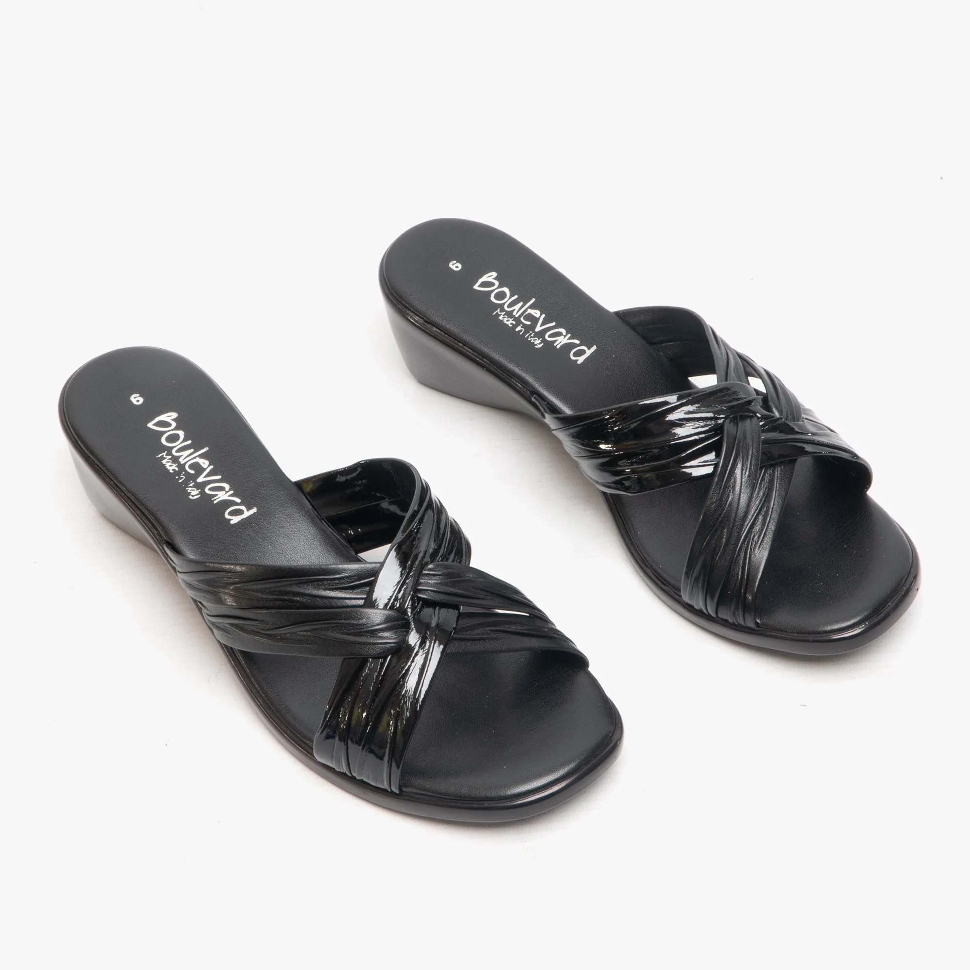 Boulevard KALEIGH Womens Heeled Slip On Patent Mule Sandals Black sold by Shuperb product image thumbnail 2