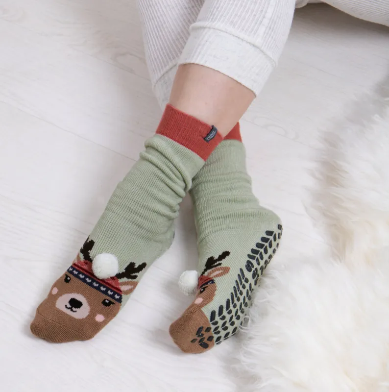 Totes Toasties SINGLE ORIGINAL Slipper Socks Womens Socks Reindeer sold by Shuperb