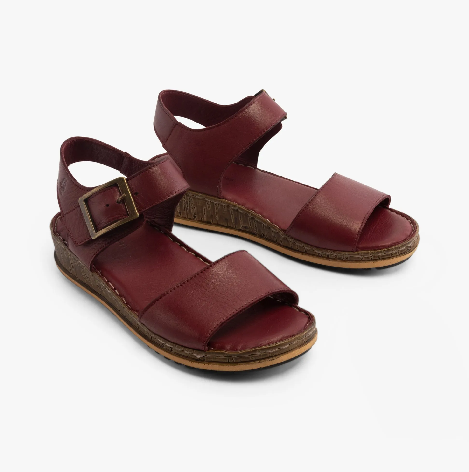 Hush Puppies ELLIE Womens Leather Wedge Sandals Bordeaux sold by Shuperb product image thumbnail 4