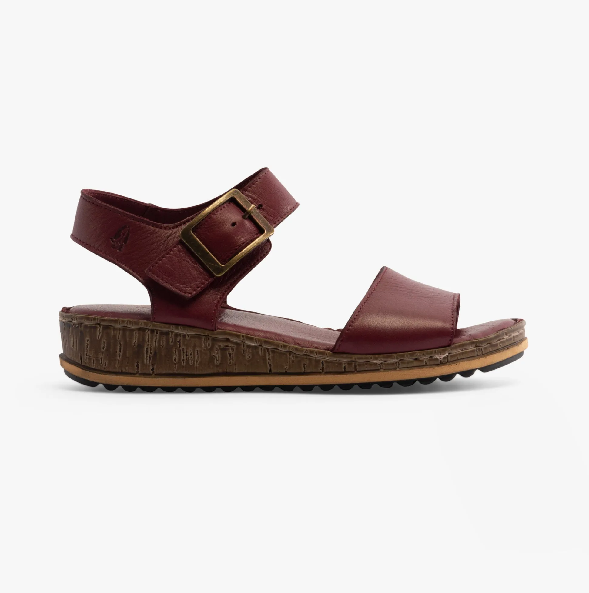 Hush Puppies ELLIE Womens Leather Wedge Sandals Bordeaux sold by Shuperb