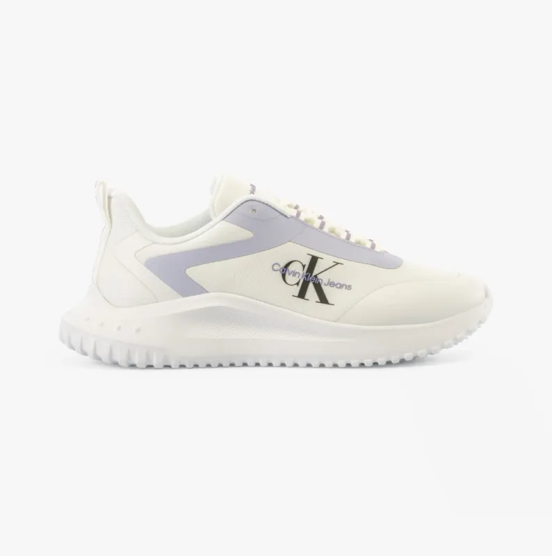 Calvin Klein EVA RUNNER LOW LACE Womens Trainers Bright White/Pastel Lilac made by Calvin Klein