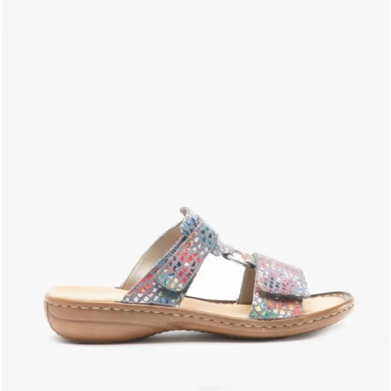 608P9-10 Ladies Leather Mule Sandals Multi sold by Shuperb