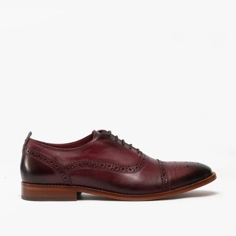 Base London CAST Mens Leather Brogue Shoes Bordo sold by Shuperb