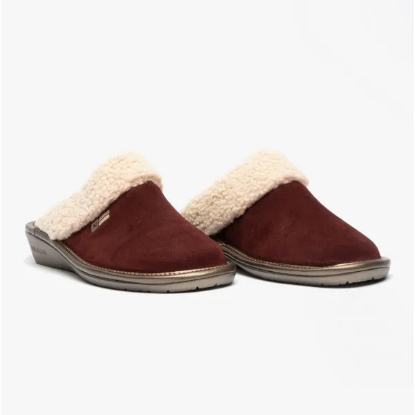 1753 (AFELPADO) Ladies Suede Mule Slippers Bordeaux sold by Shuperb product image thumbnail 2