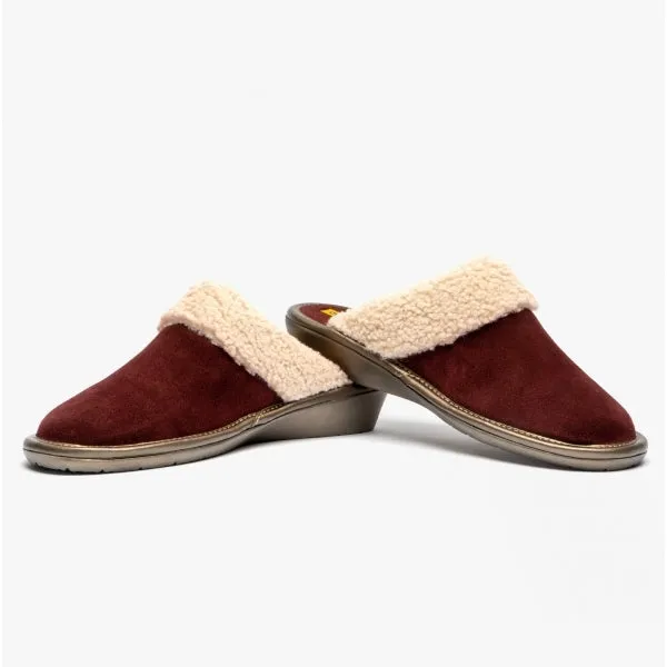 1753 (AFELPADO) Ladies Suede Mule Slippers Bordeaux sold by Shuperb product image thumbnail 4