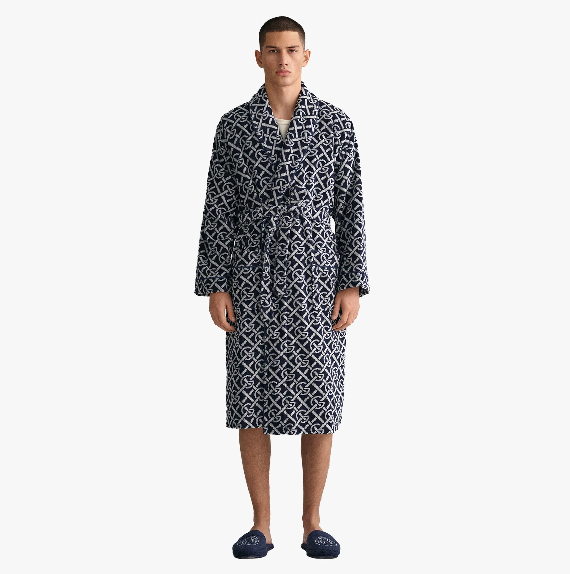 GANT G-PATTERN Bathrobe Evening Blue sold by Shuperb