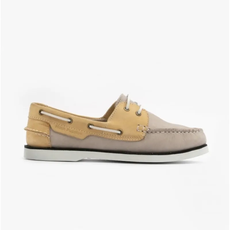 Hush Puppies HATTIE Womens Leather Boat Shoes Grey/Yellow sold by Shuperb
