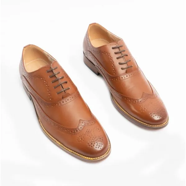 TRAVIS Mens Wingtip Brushed Brogues Dark Tan sold by Shuperb product image thumbnail 2