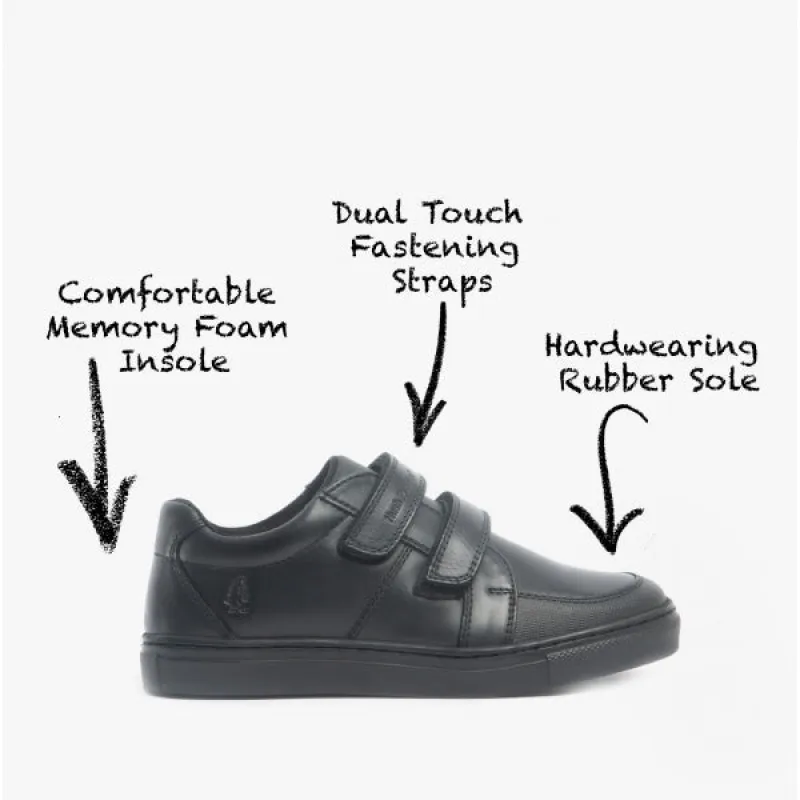 Hush Puppies SANTOS Boys Leather School Shoes Black sold by Shuperb