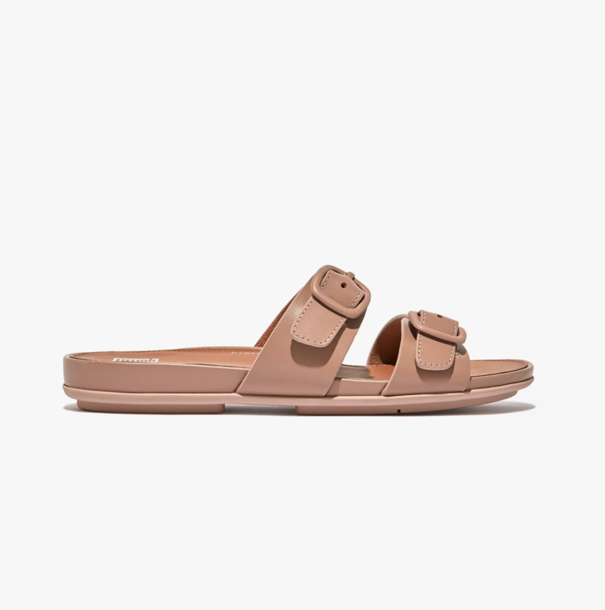 FitFlop GRACIE Womens Rubber-Buckle Leather Two-Bar Sliders Beige sold by Shuperb