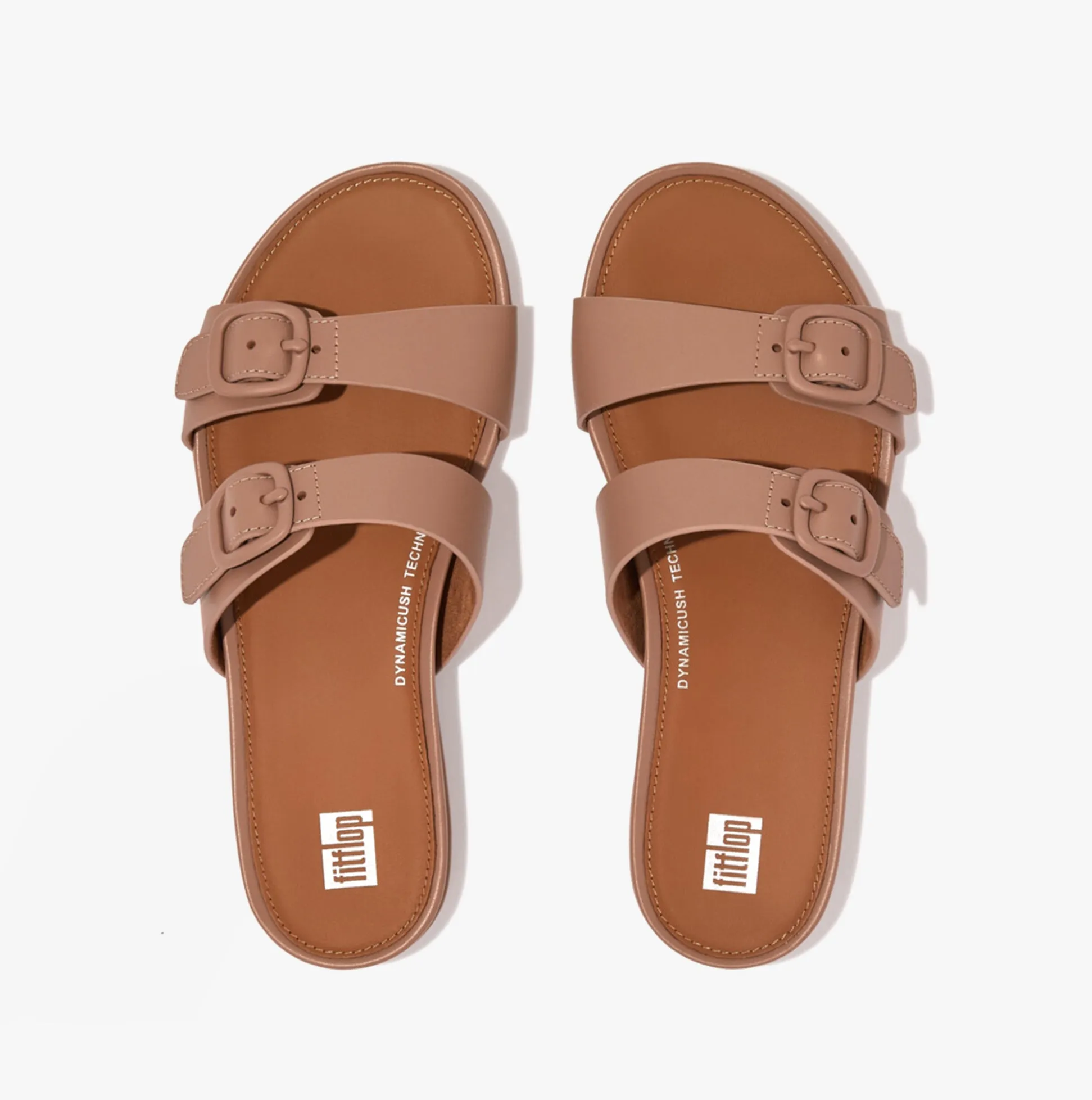 FitFlop GRACIE Womens Rubber-Buckle Leather Two-Bar Sliders Beige sold by Shuperb product image thumbnail 3