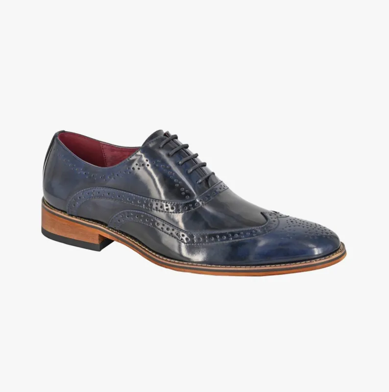 MASON Mens Wingtip Brogues Hi-Shine Navy sold by Shuperb