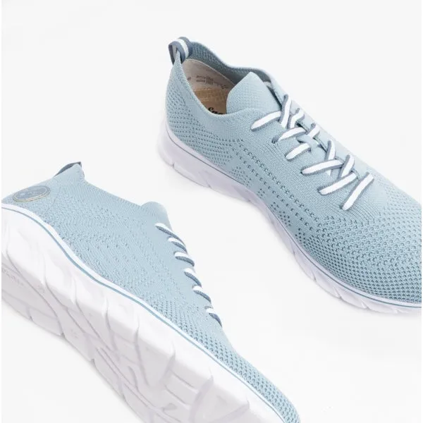54020-12 Ladies Mesh Lace-Up Trainers Pale Blue sold by Shuperb product image thumbnail 2