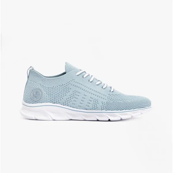 54020-12 Ladies Mesh Lace-Up Trainers Pale Blue sold by Shuperb