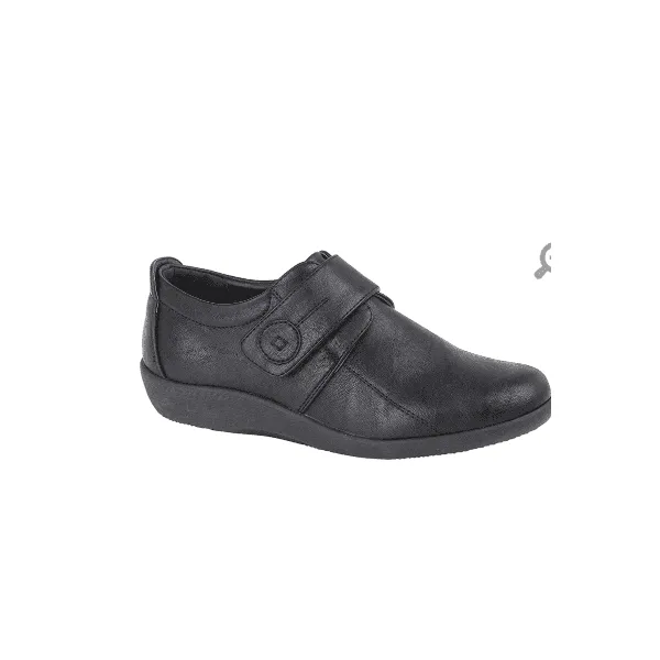Boulevard L429A Womens Wide-Fit Touch Fasten Shoes Black sold by Shuperb