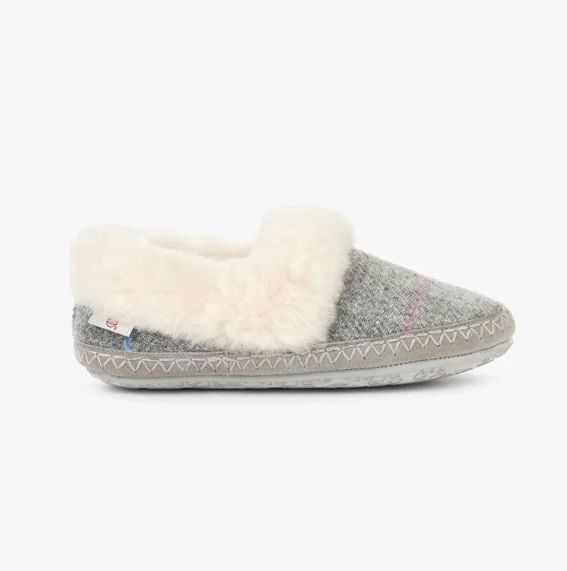 Bedroom Athletics DIANA Womens Moccasins Grey/Pink Check sold by Shuperb
