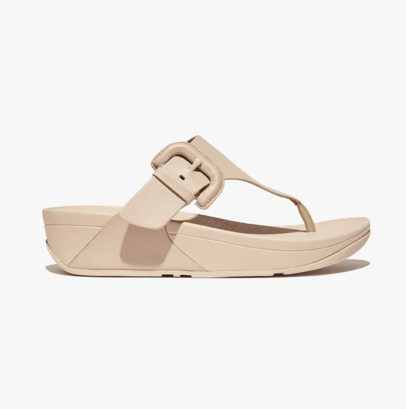LULU COVERED-BUCKLE Womens Toe Post Stone Beige sold by Shuperb