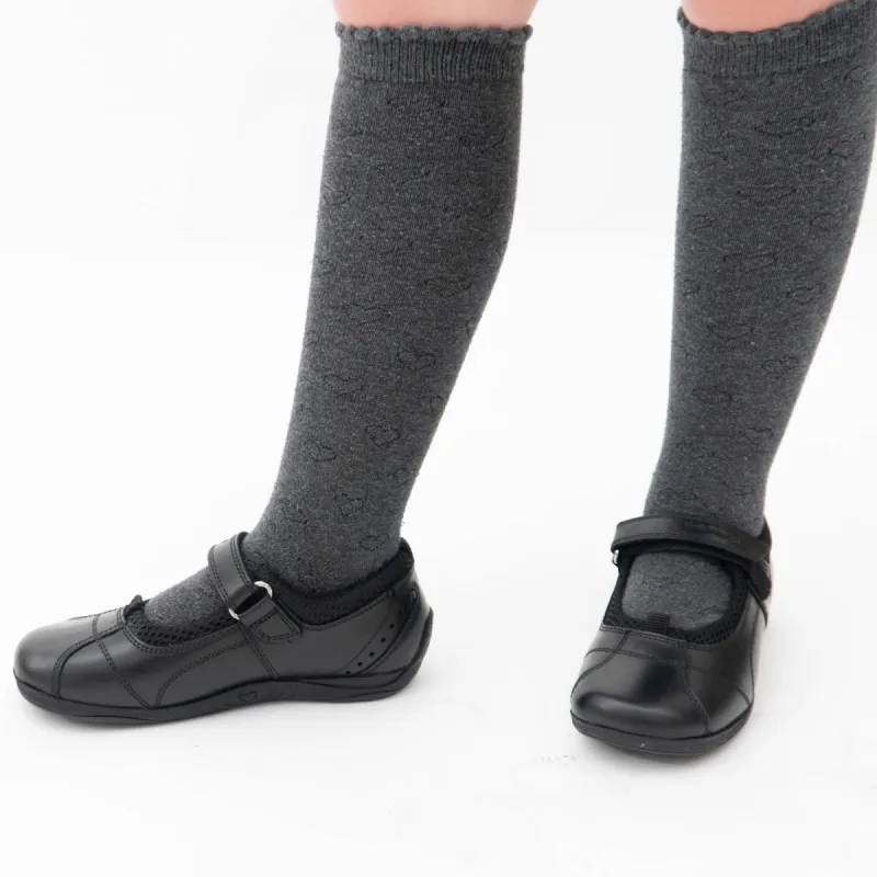 CINDY JNR Girls Leather School Shoes Black sold by Shuperb