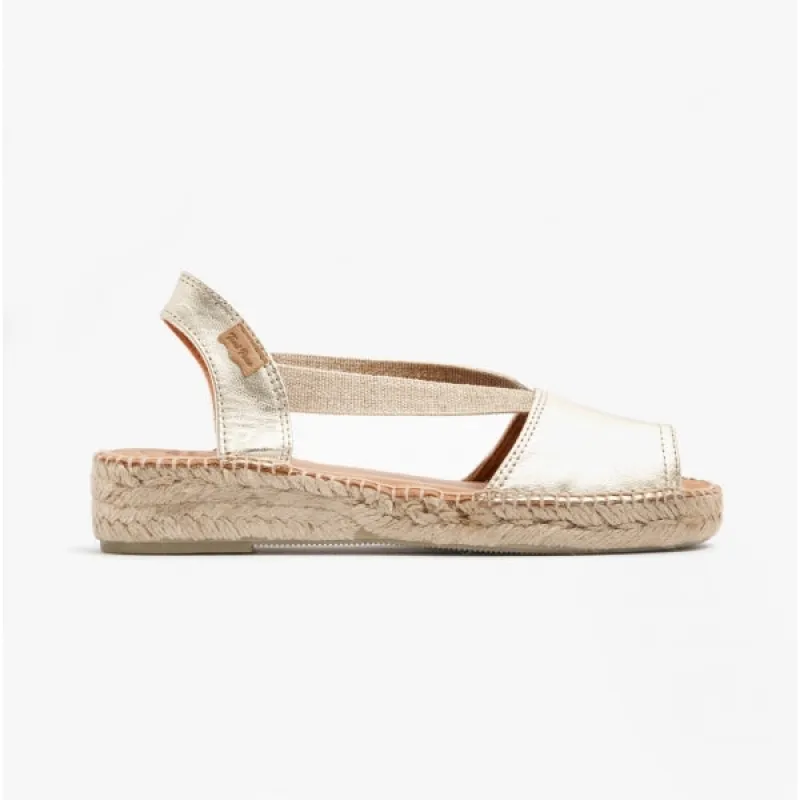 Toni Pons ETNA Womens Leather Espadrille Sandals Platinum sold by Shuperb