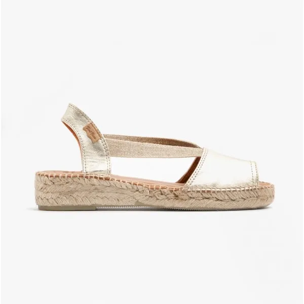Toni Pons ETNA Womens Leather Espadrille Sandals Platinum sold by Shuperb