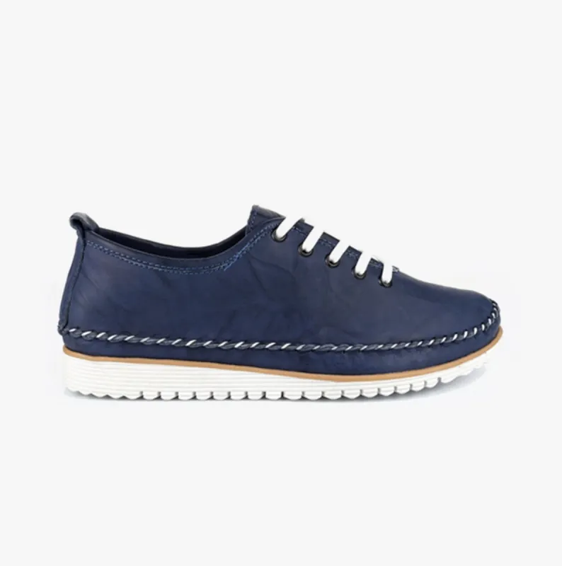Mod Comfys L988NC Womens Soft Leather Lace-Up Shoes Navy sold by Shuperb