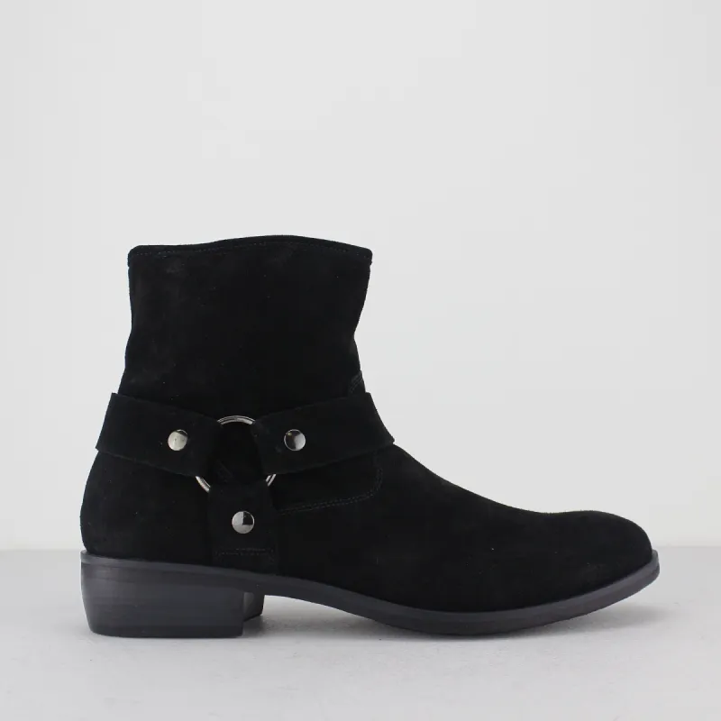 CALICO Mens Suede Leather Harness Zip Ankle Boots Black sold by Shuperb