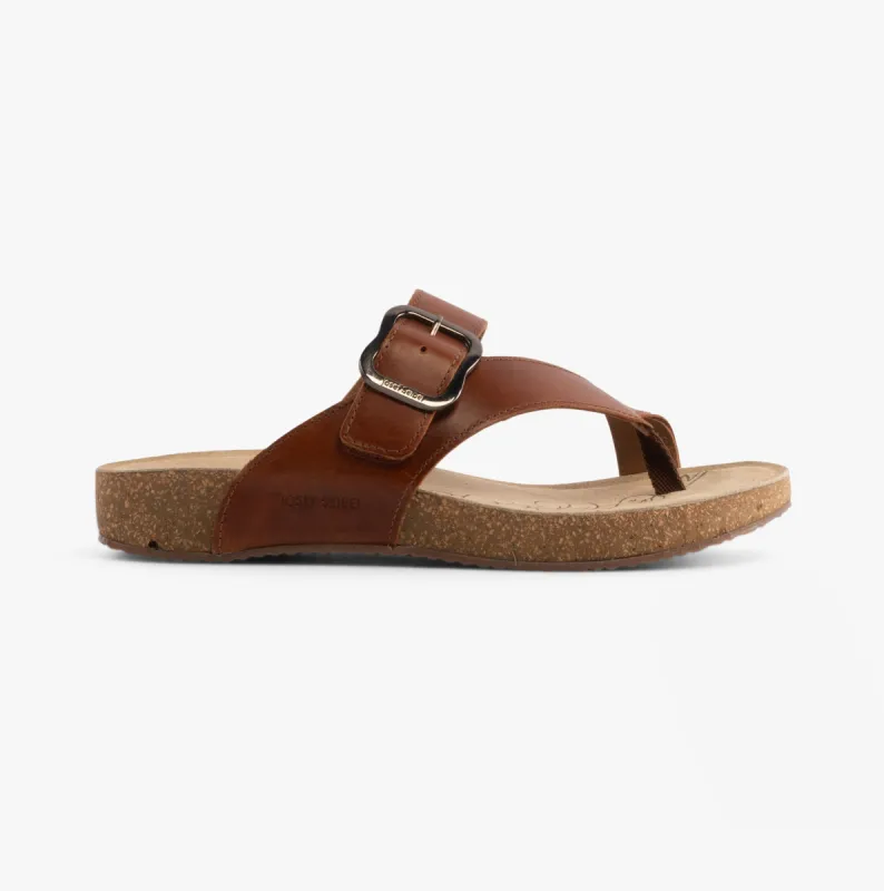 TONGA 77 Ladies Toe-Post Sandals Camel sold by Shuperb