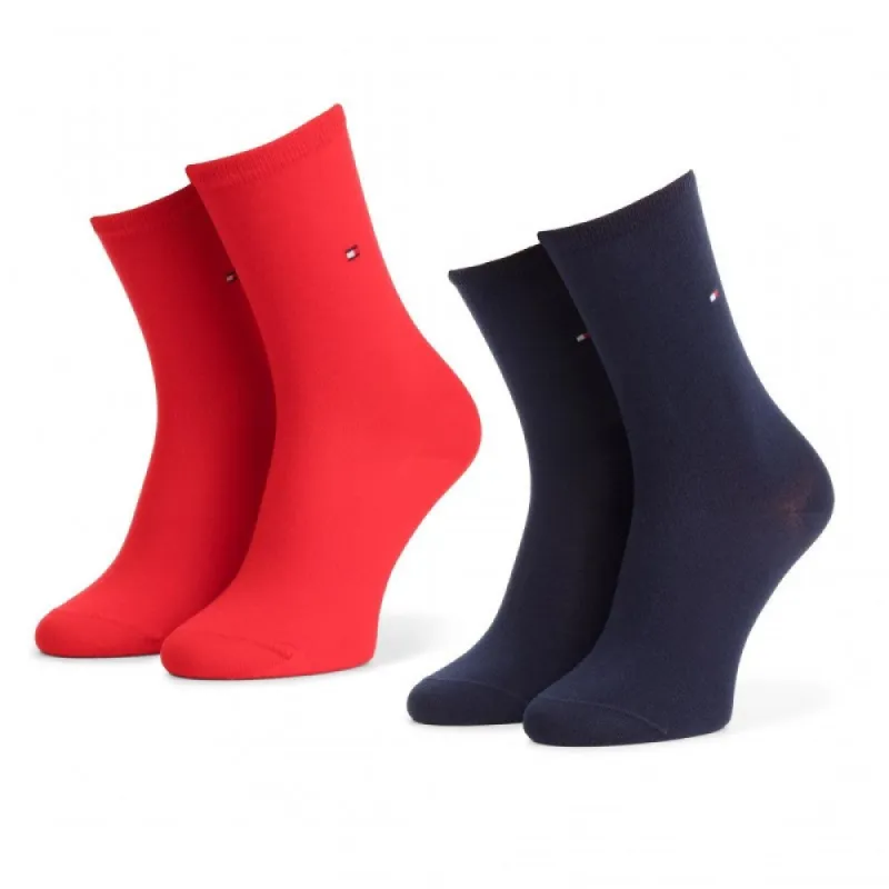 Tommy Hilfiger 2 Pack Womens Crew Socks Red/Navy made by Tommy Hilfiger