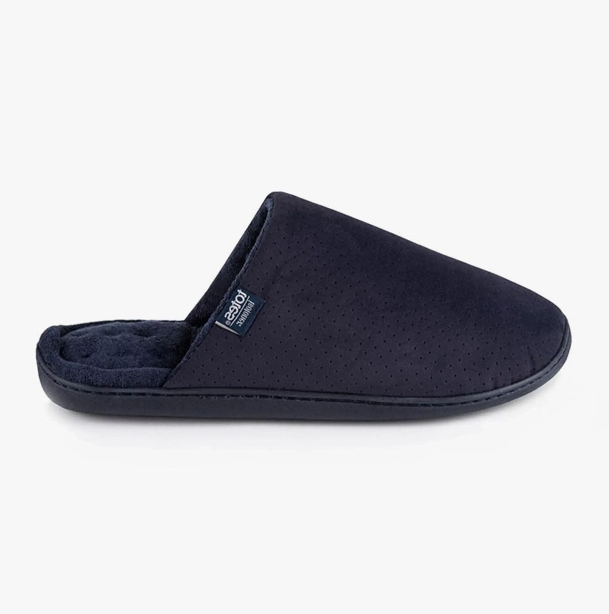 PERFORATED SUEDETTES Mens Mule Slippers Navy sold by Shuperb