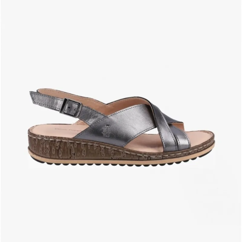 Hush Puppies ELENA Crossover Womens Wedge Sandals Pewter sold by Shuperb