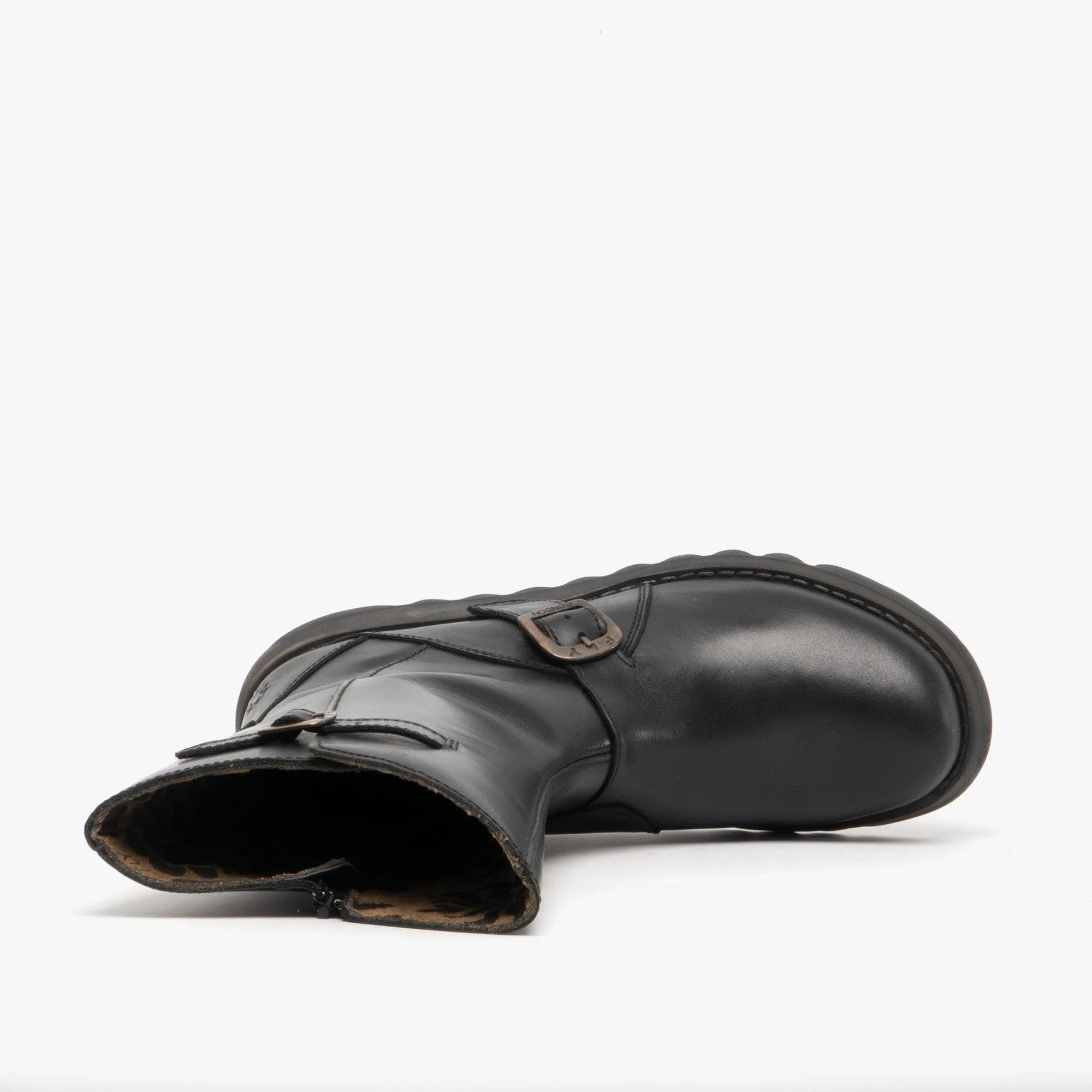 MES 2 Ladies Leather Zip Up Mid Calf Boots Black sold by Shuperb product image thumbnail 4