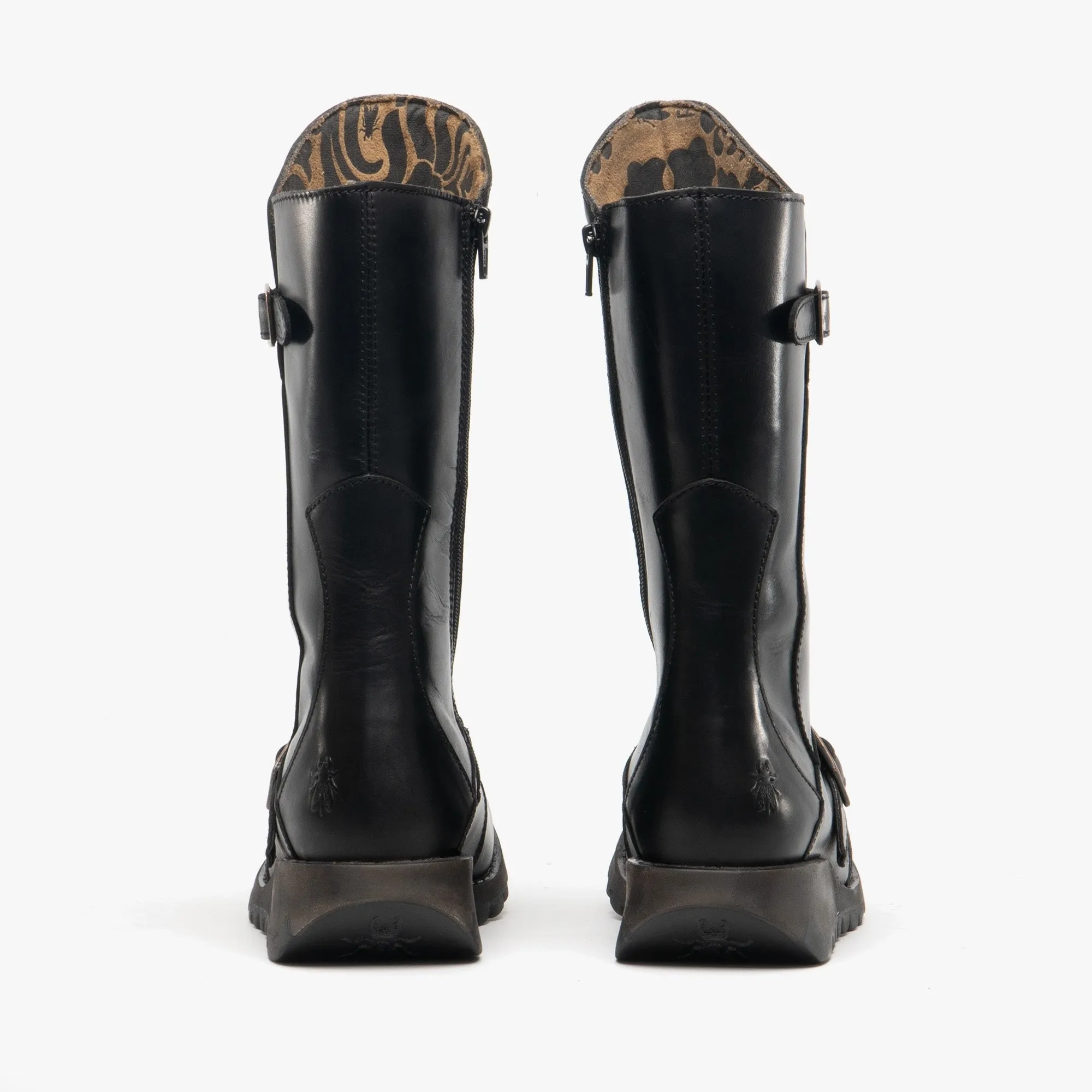 MES 2 Ladies Leather Zip Up Mid Calf Boots Black sold by Shuperb product image thumbnail 5