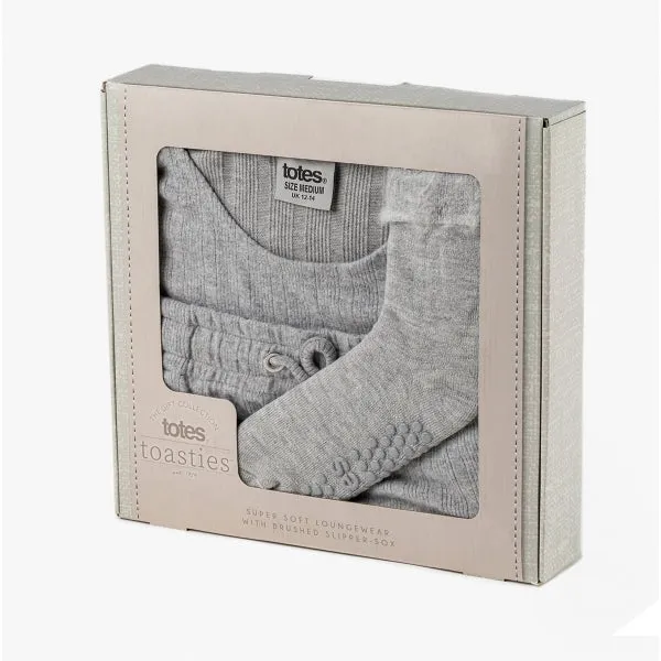 Totes Toasties RIBBED GIFT SET Womens Jersey Loungewear & Socks Set Grey sold by Shuperb product image thumbnail 3