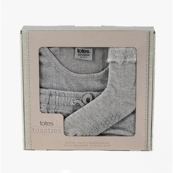 Totes Toasties RIBBED GIFT SET Womens Jersey Loungewear & Socks Set Grey sold by Shuperb product image thumbnail 2