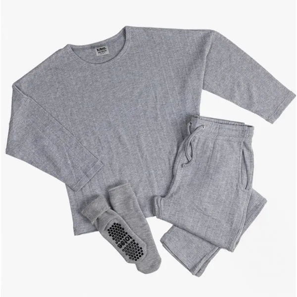 Totes Toasties RIBBED GIFT SET Womens Jersey Loungewear & Socks Set Grey sold by Shuperb