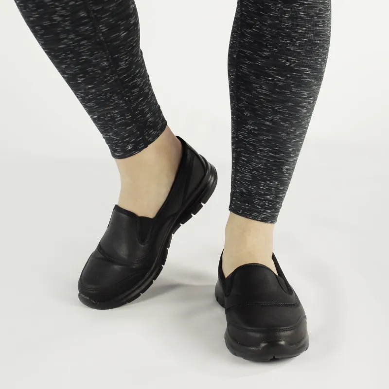 DEK LADY SPORT Womens Faux Leather Elasticated Leisure Shoes Black made by Shuperb