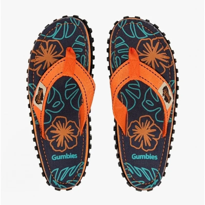 Gumbies ISLANDER Unisex Recycled Flip-Flops Orange Hibiscus sold by Shuperb