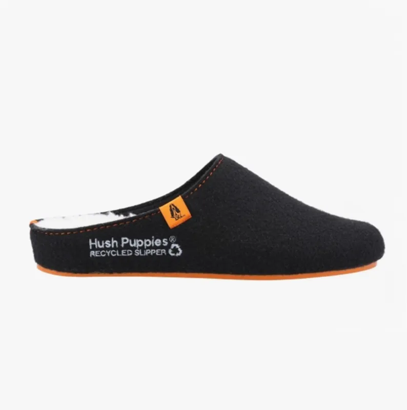 Hush Puppies GOOD Mens Fabric RPET Felt Mule Slippers Black sold by Shuperb