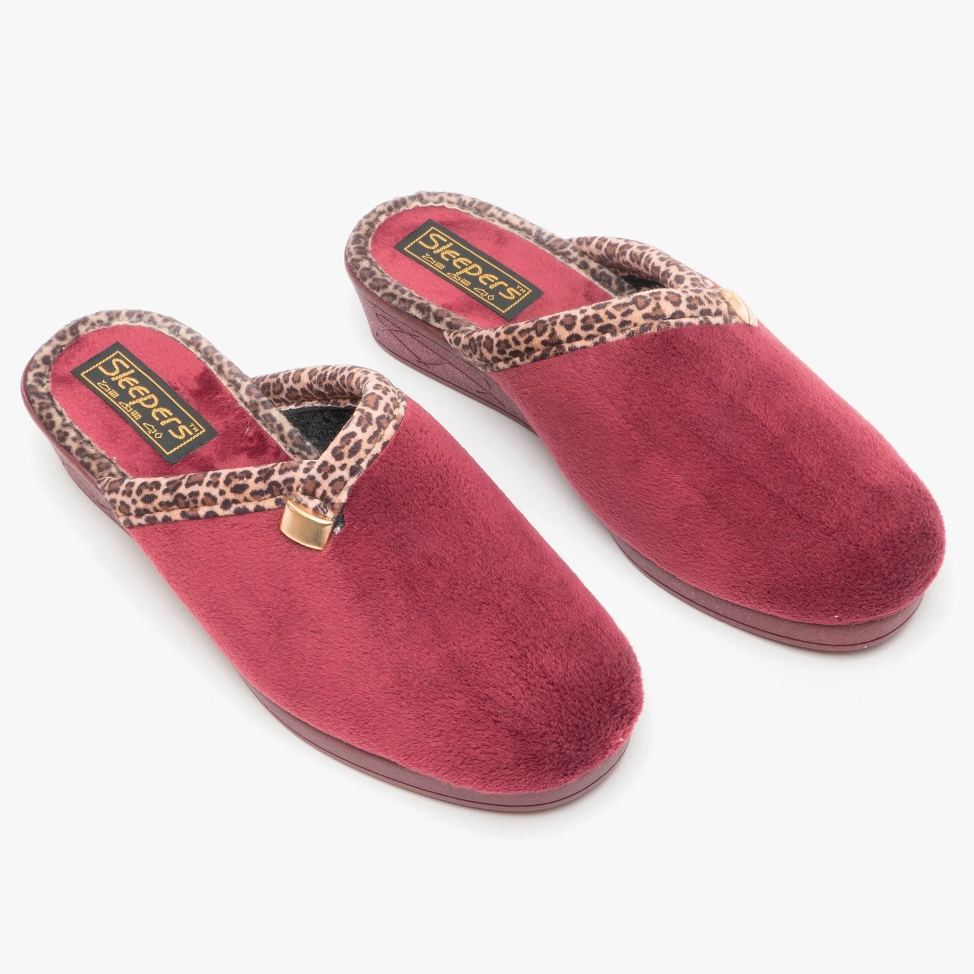 Sleepers JACKIE Womens Velour Mule Slippers Burgundy sold by Shuperb product image thumbnail 2
