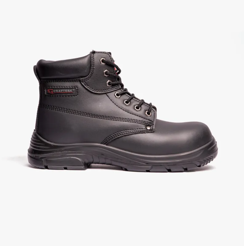 Grafters M9503A Mens Leather Super Wide Ankle Safety Boots Black sold by Shuperb