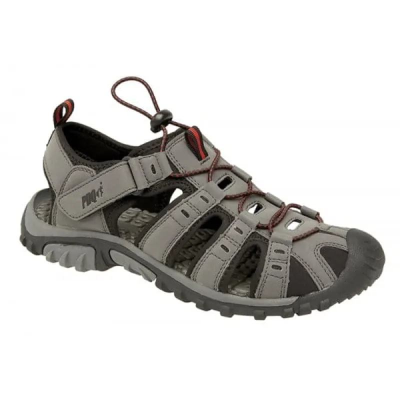 PDQ KEN Boys Nubuck Toggle Touch Fasten Summer Trail Sandals Grey/Red sold by Shuperb