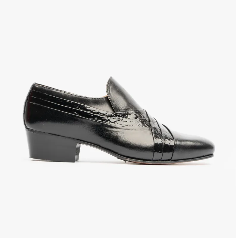 Montecatini PABLO Mens Cuban Heel Reptile Leather Shoes Black sold by Shuperb