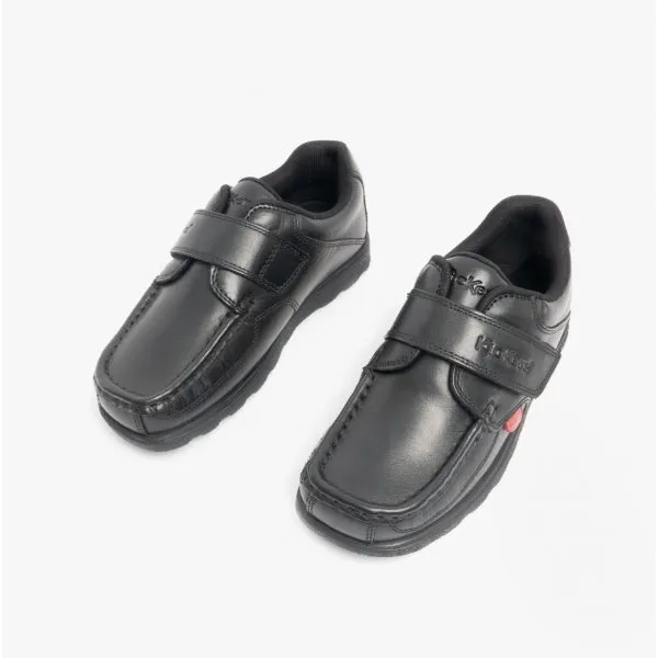 Kickers FRAGMA SINGLE STRAP Boys Leather Moccasin Shoes Black sold by Shuperb product image thumbnail 2