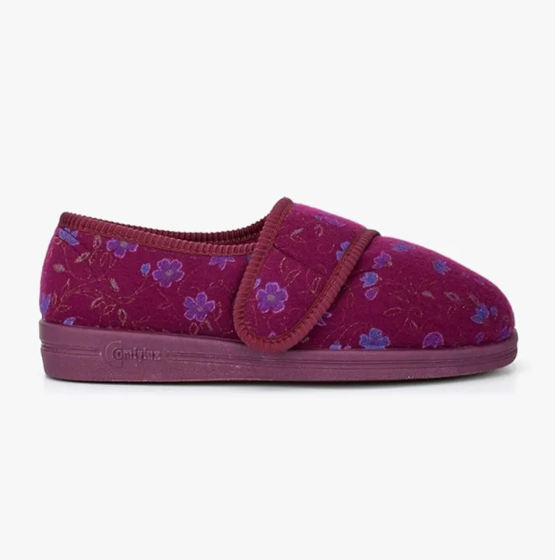 Comfylux DIANA Womens Full Slippers Wine sold by Shuperb