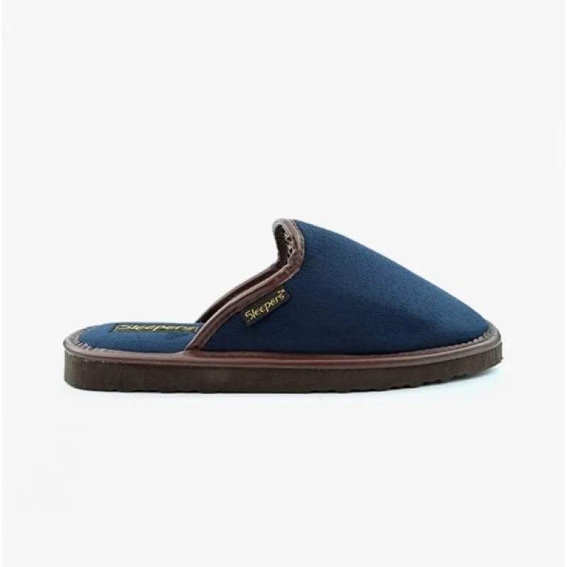 Sleepers Mens Textile Mule Slippers Navy sold by Shuperb