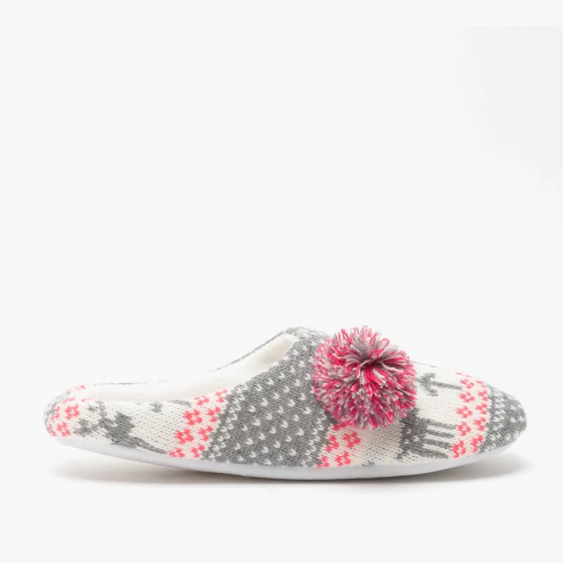 CUPID Ladies Mule Slippers Grey/Multi sold by Shuperb