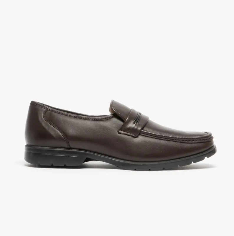 MIKEY Mens Leather Slip On Apron Shoes Brown sold by Shuperb